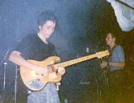 Levitation, Reading University, 1992, about 5 minutes before Terry's head-versus-guitar event - taken by Carla Johnson